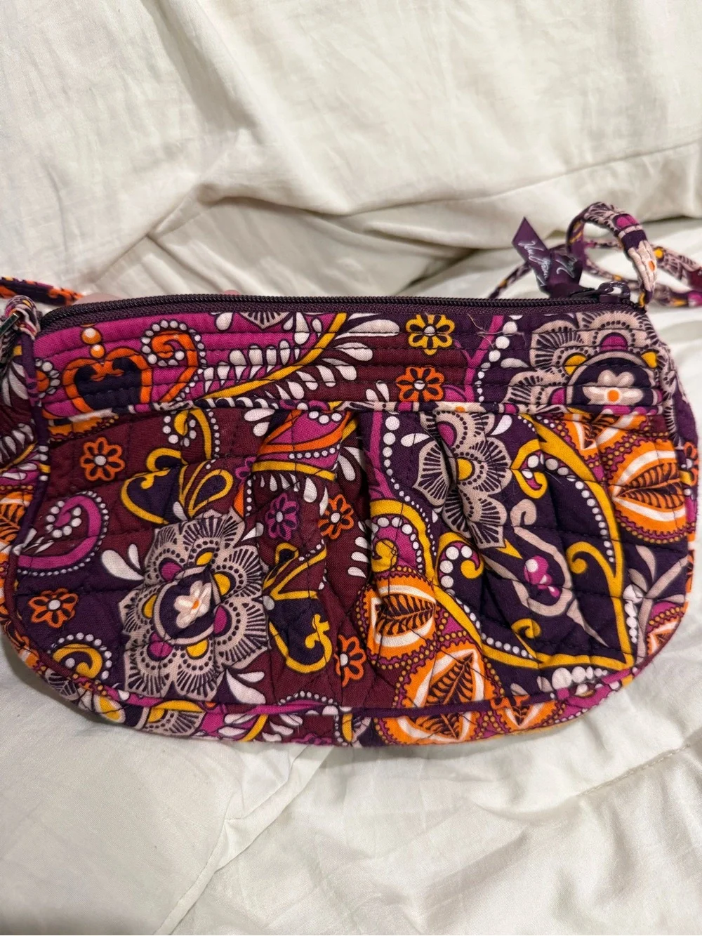 Vera Bradley Purple Orange Floral Quilted Crossbody Bag